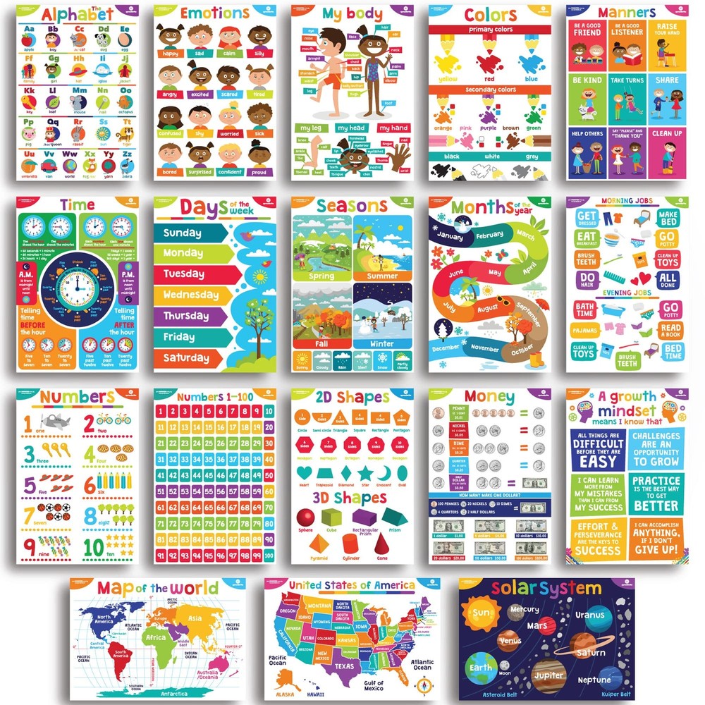 18 Educational Posters for Toddlers - Classroom Decorations - Kindergarten Ho...