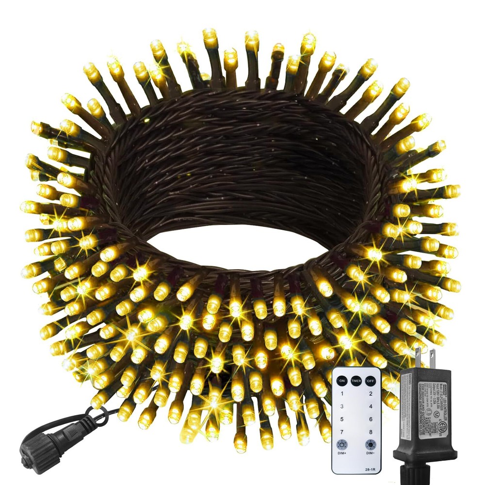 Christmas Led Lights Outdoor, 100ft 300 Led Warm White Christmas String Light...