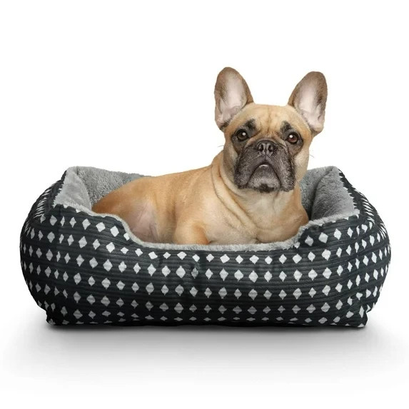 Vibrant Life Soft Cuddler Pet Bed for Small Dogs or Cats Black 19x15 Inches