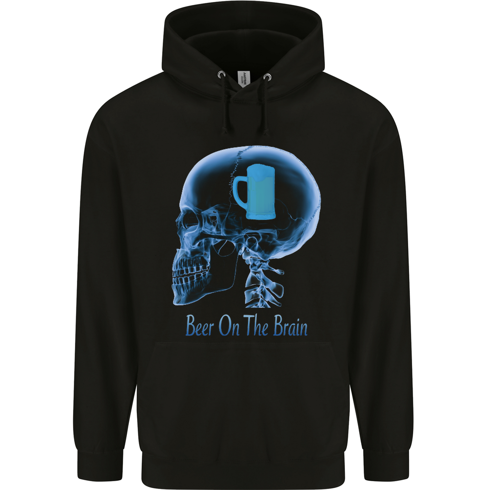 Beer on the Brain Funny Alcohol Larger BBQ Mens 80% Cotton Hoodie