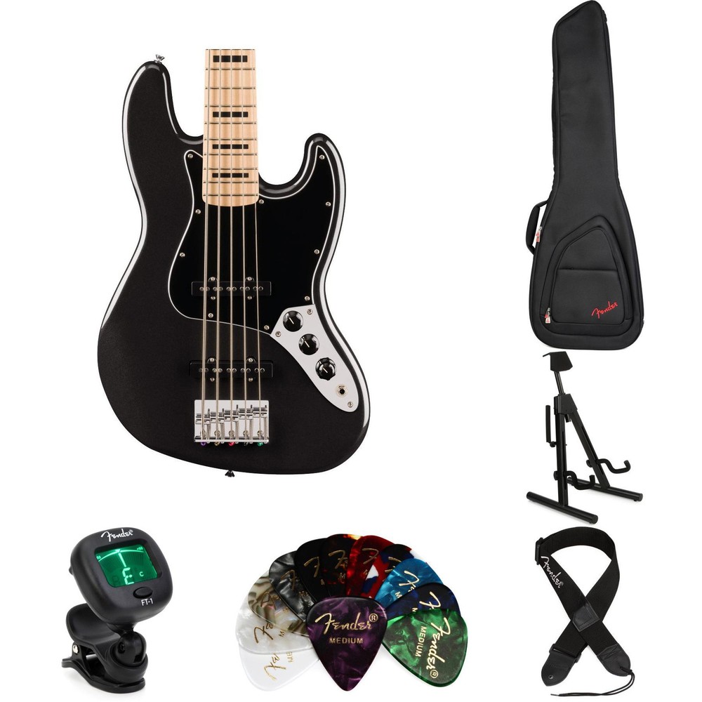 Squier Affinity Series Active Jazz Bass V Essentials Bundle - Black