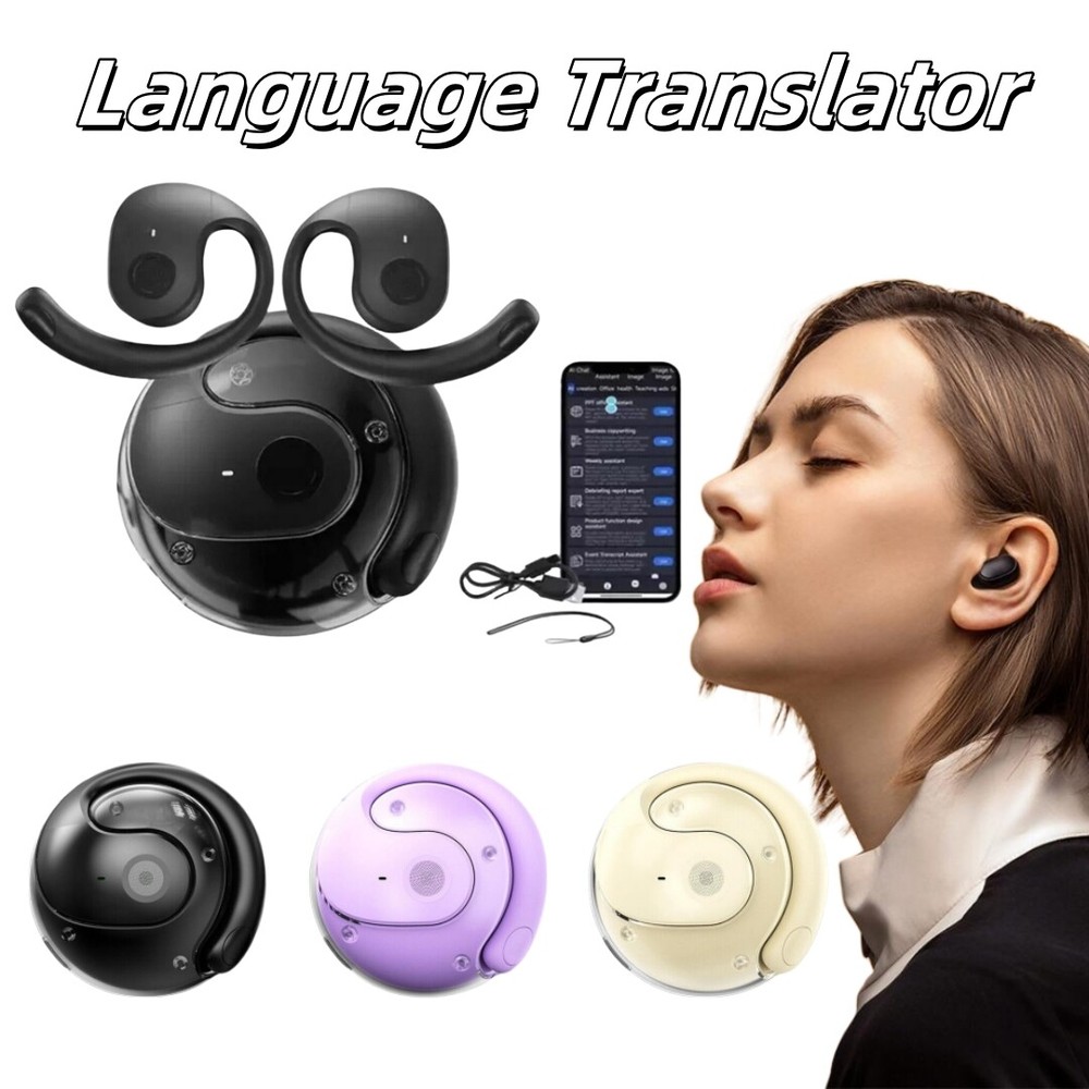 Language Translator Stereo Earbuds Wireless Bluetooth Two Way Translator Device