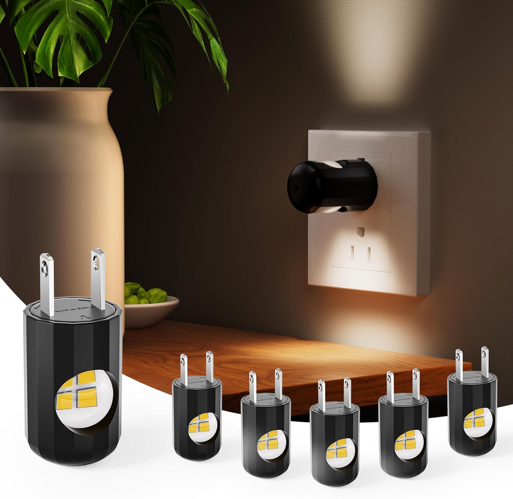 6 Pack LED Night Lights with Dusk to Dawn Sensor, 3000K Soft White, Plug in Wall