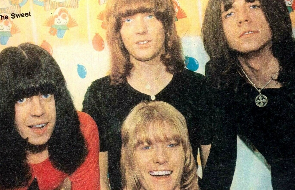 The Sweet Brian Connolly Steve Priest poster in UK fashion music magazine 70's