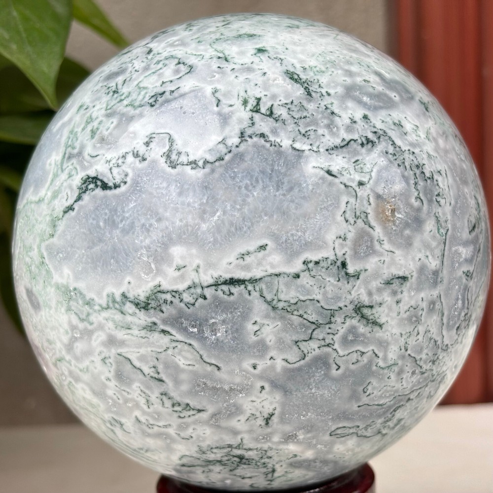 2005g Natural Moss Agate Ball Quartz Crystal Sphere Reiki Meditation Decoration
