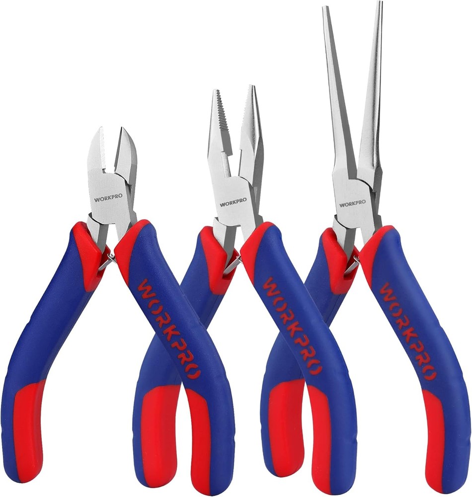 3-Piece Mini Pliers Set with 4-Inch Diagonal Cutter Tool Kit