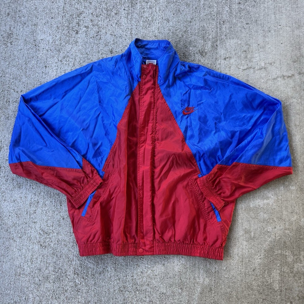 Vintage 90s Nike Color Block Windbreaker Full Zip Jacket Swoosh Track Size Large