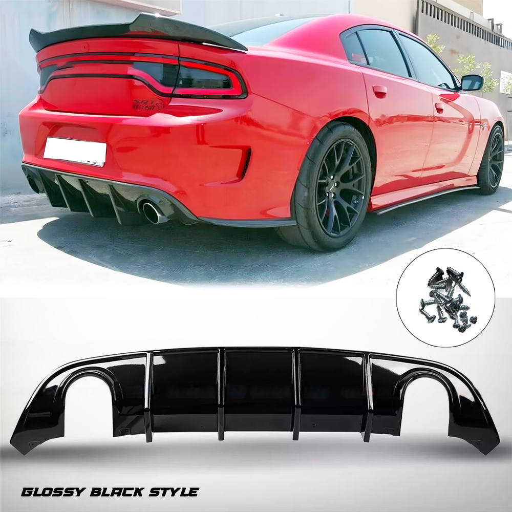 Glossy Black Rear Bumper Diffuser Lip PP Valance for 2015-23 Dodge Charger SRT