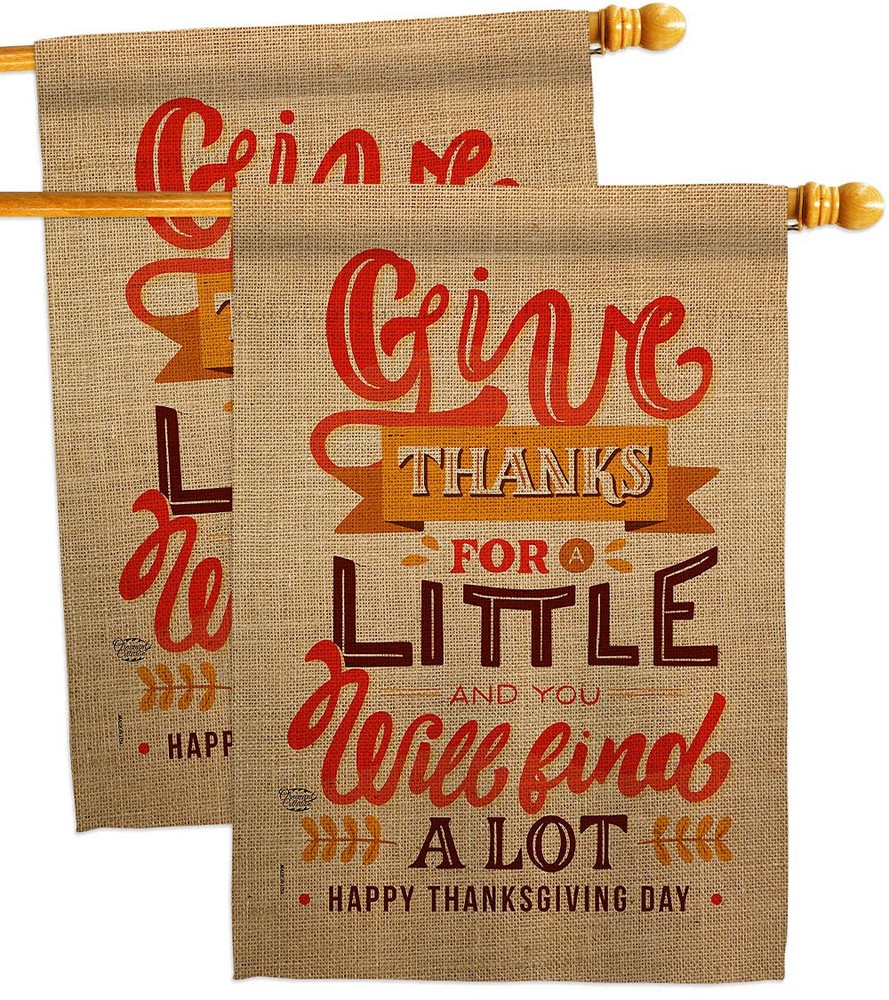 Give Thanks House Flag - 2 pcs Pack Fall Thanksgiving Turkey Gobble Pumpkin S...
