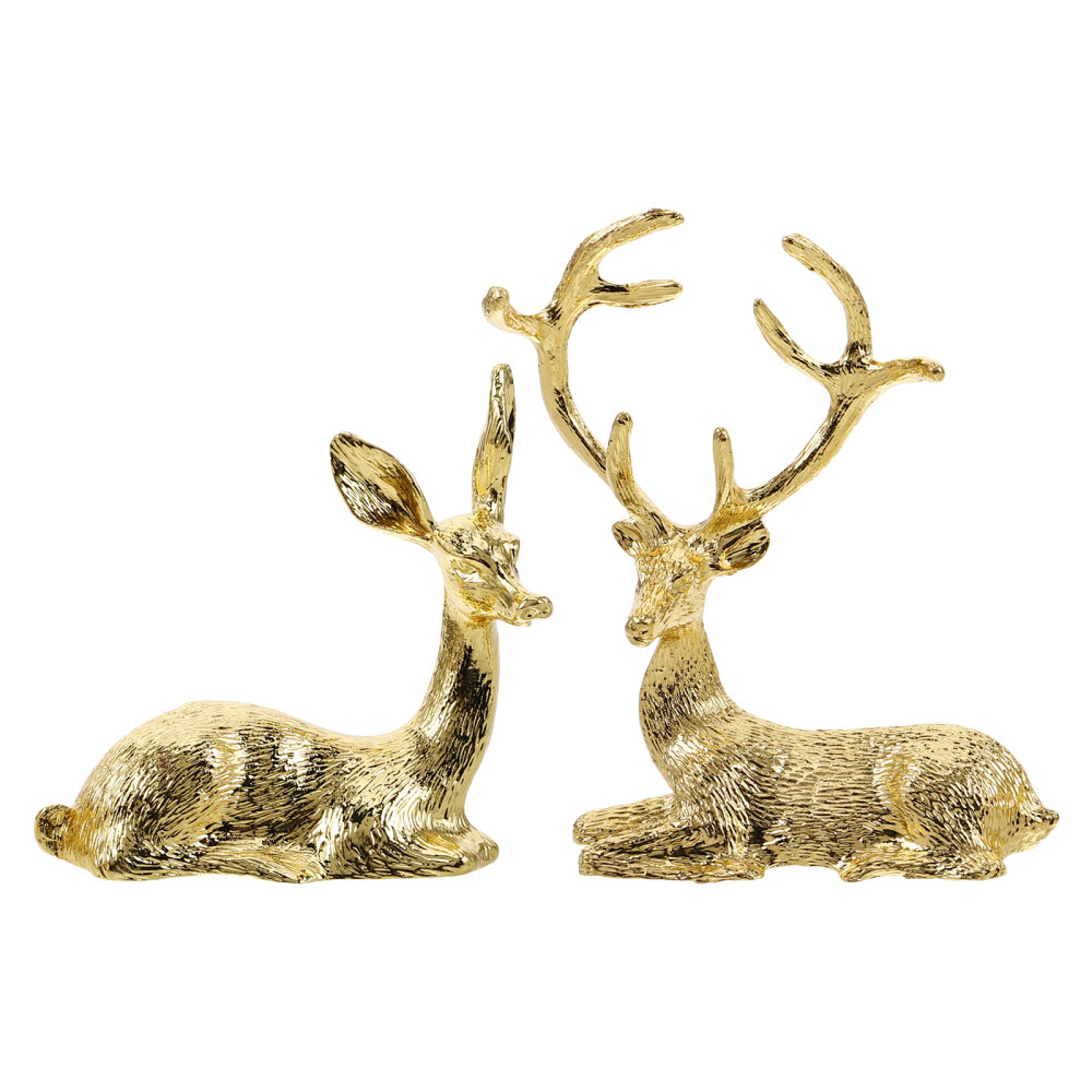 2 Pcs Christmas Deer Adorable Decoration Statue Ornament Lovers