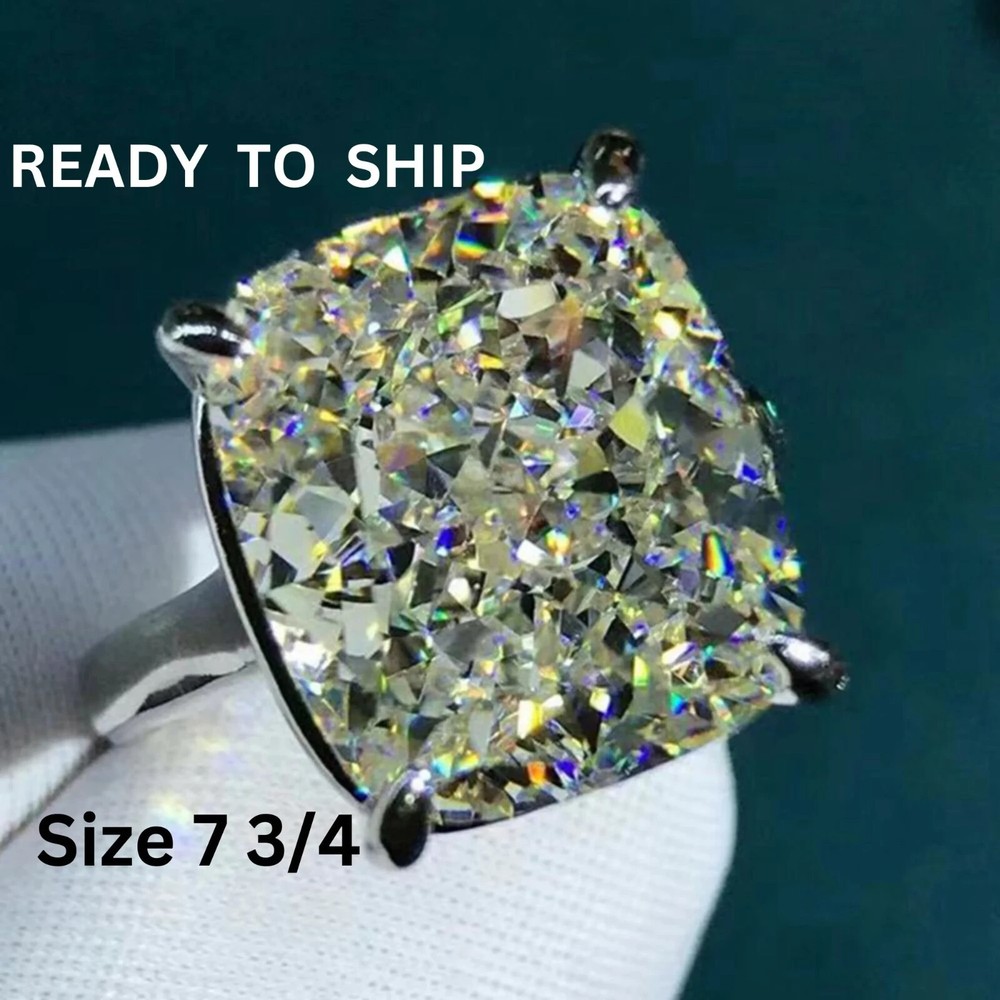 7.75 Cushion 8 Carat H Color Moissanite 10K Ring Ready to Ship
