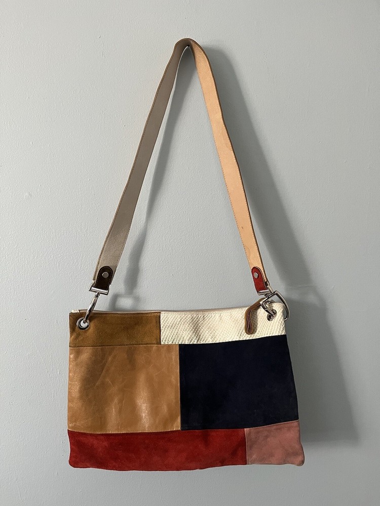 Pulicati Italia Anthropologie Patchwork tote style handbag shoulder strap purse