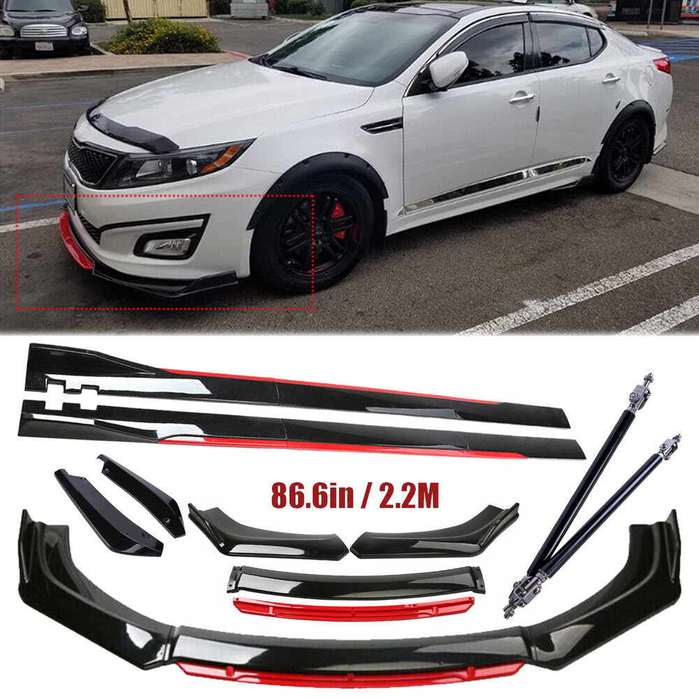 For KIA K5 GT GT-line Front Bumper Lip Spoiler Splitter Side Skirt Glossy Bl
