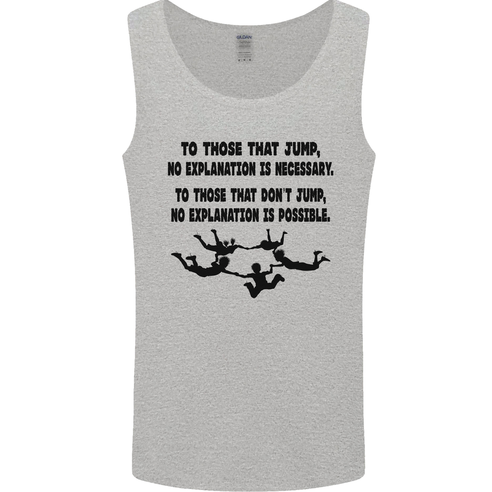 Skydiving No Explanation Freefall Paras Mens Vest Tank Top