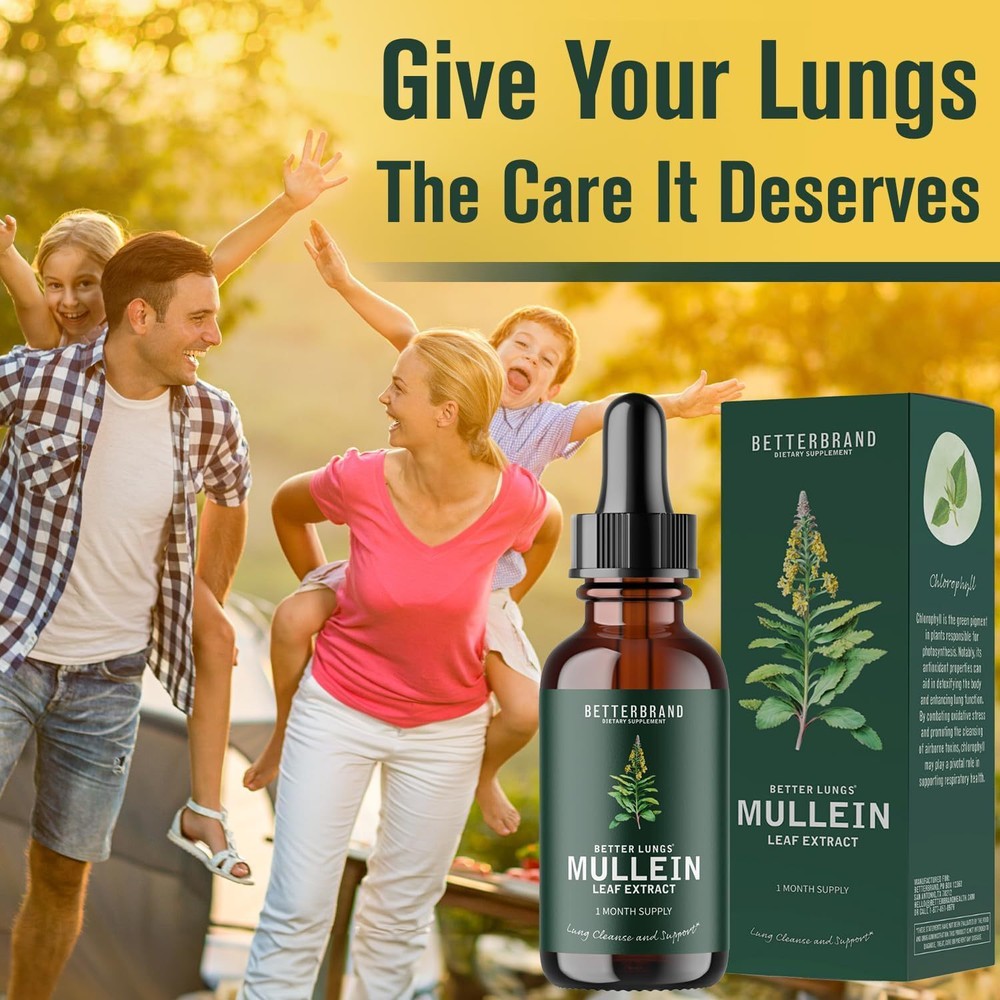 Mullein Leaf Extract Drops All-Natural Health Care Supplement