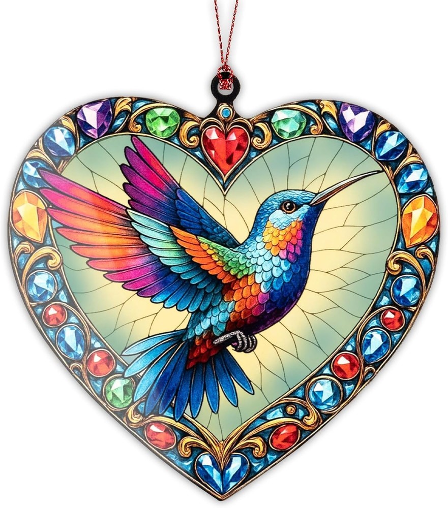 Hummingbird Stained Glass Ornament, Christmas Ornaments, Xmas Decor, Ornaments f