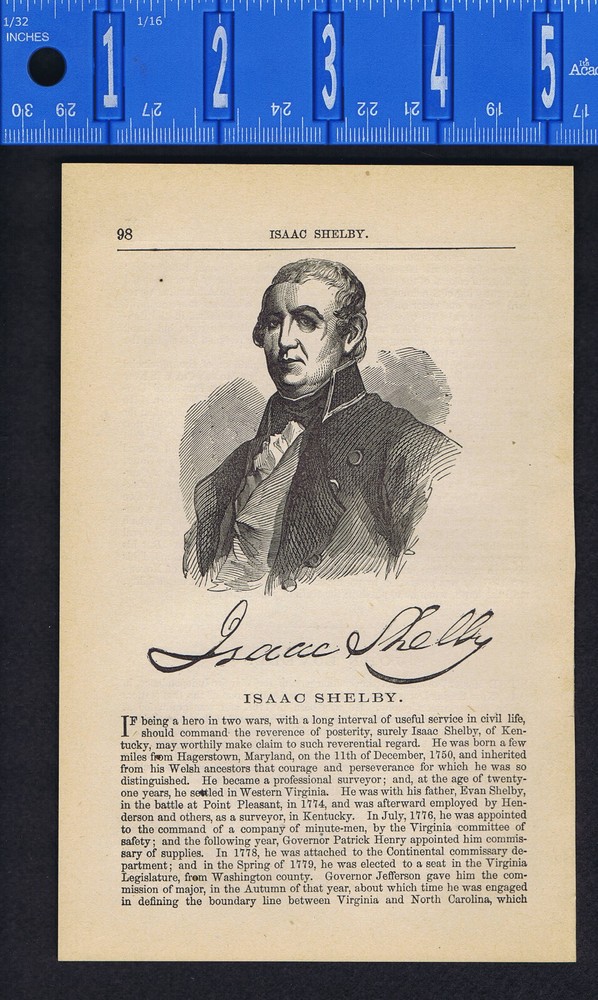 Isaac Shelby -- First and Fifth Governor of Kentucky -1883 Portrait Print