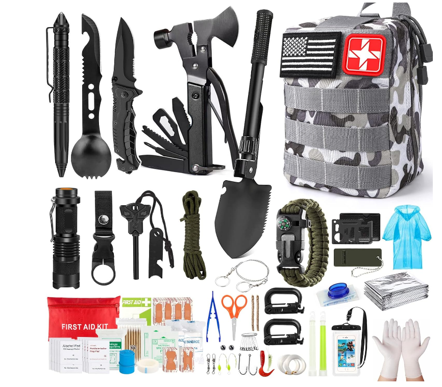 Emergency Survival Kit Bag First Aid Bug out Tactical Prepper Kit 222 Pcs Bag
