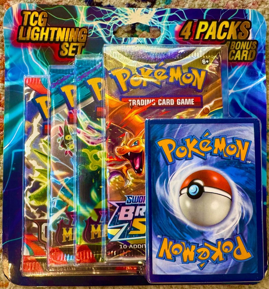 Pokémon TCG *Brilliant Stars 4-Pack Lightning Set + Bonus Card*