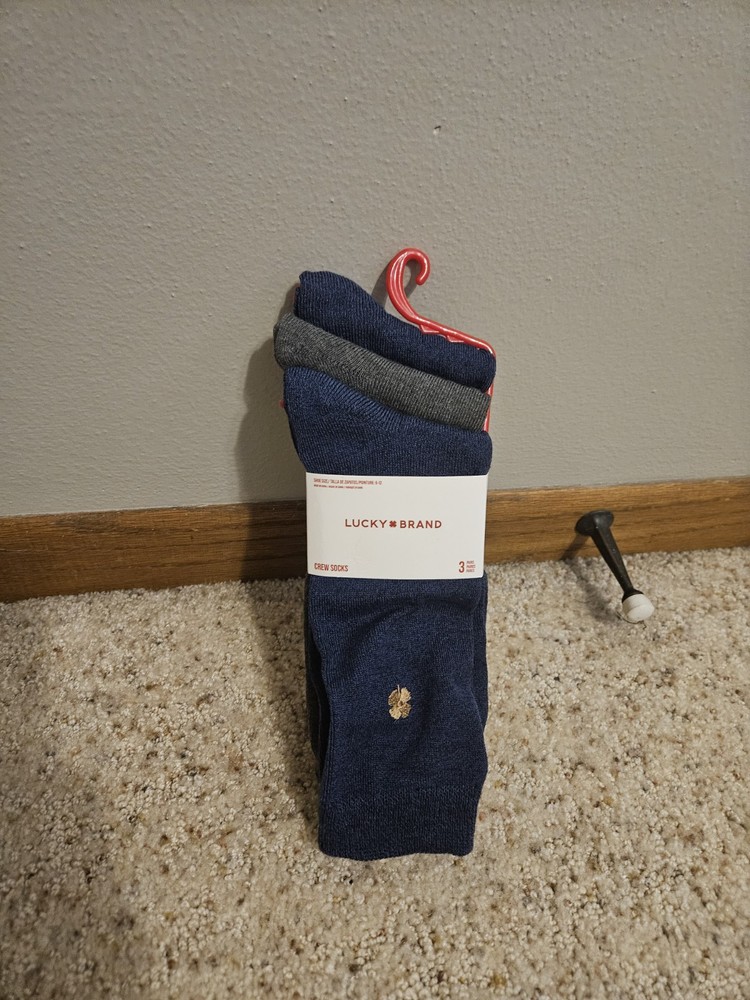 Lucky Brand Socks Men’s 3 Pair Multicolor Lightweight Crew Business Casual