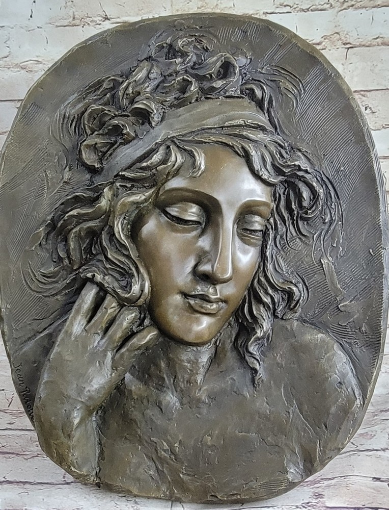 Vintage Bronze Wall Plaque in High Relief Woman Signed Patoue- Cast Artwork Sale