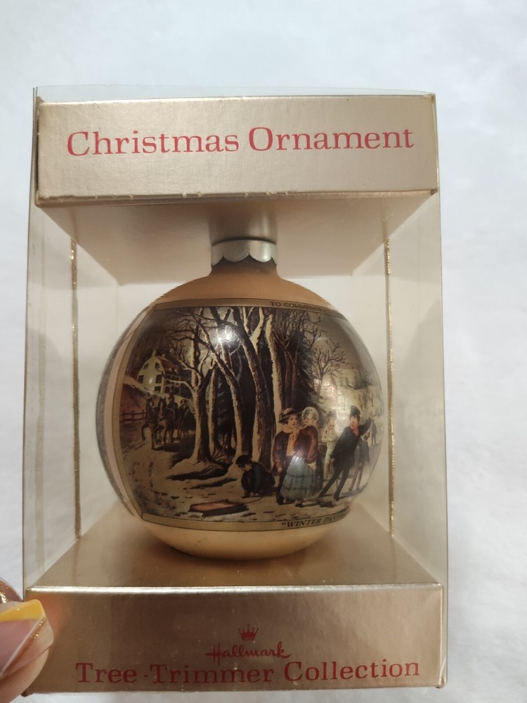 Vtg 1976 Hallmark Tree Trimmer Collection Ornament Currier & Ives Winter Pastime