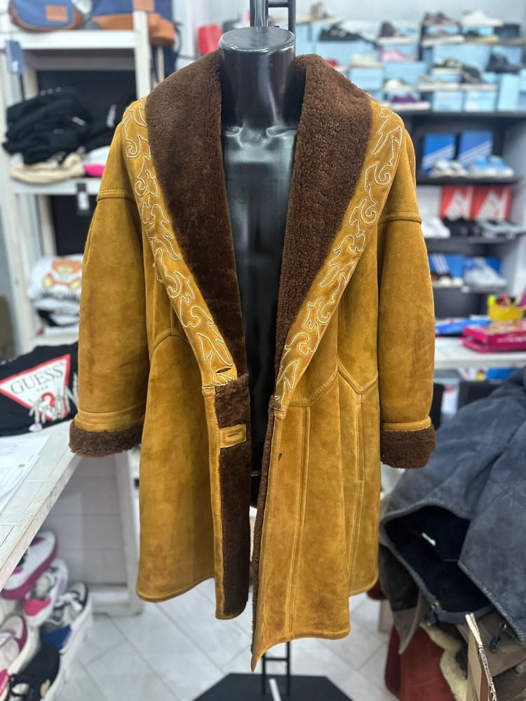 Vintage Shearling Sheepskin Jacket Women Camel Color Size 44 LLV318