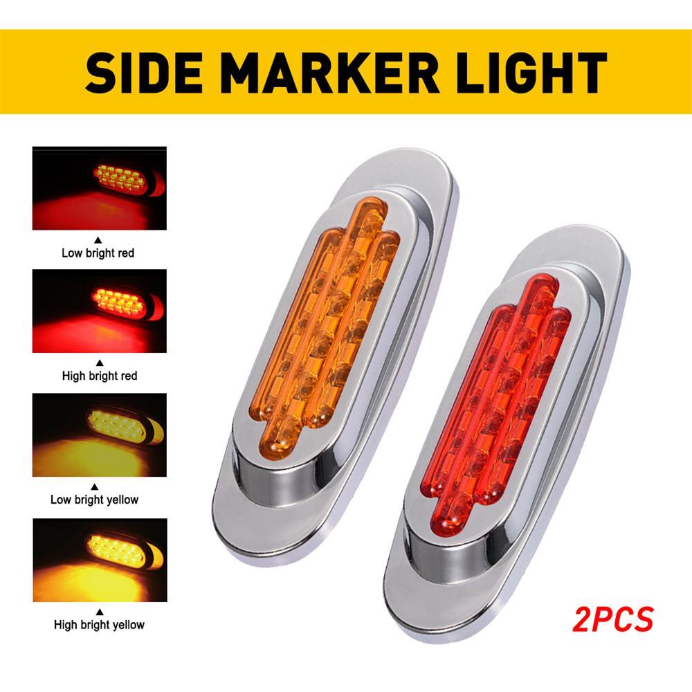 Red Amber 16LED Truck Trailer Side Marker Signal Tail Light Chrome 12V Universal