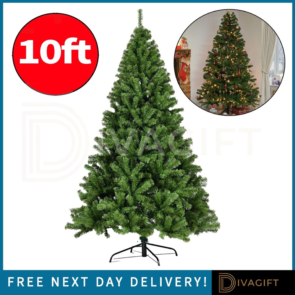 10FT ARTIFICIAL CHRISTMAS TREE FULL BUSHY GREEN XMAS INDOOR HOLIDAY DECOR UNLIT
