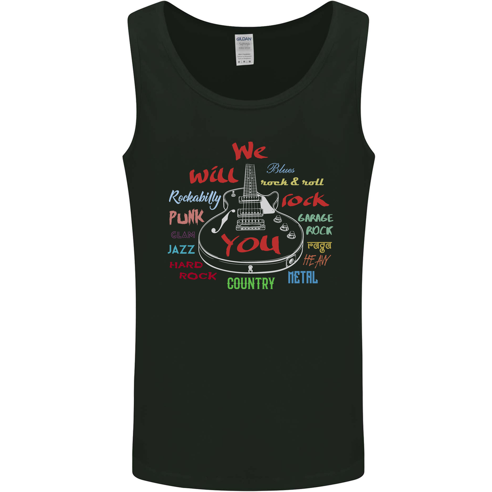 We Will Rock You Rock Country Punk Guitar Mens Vest Tank Top