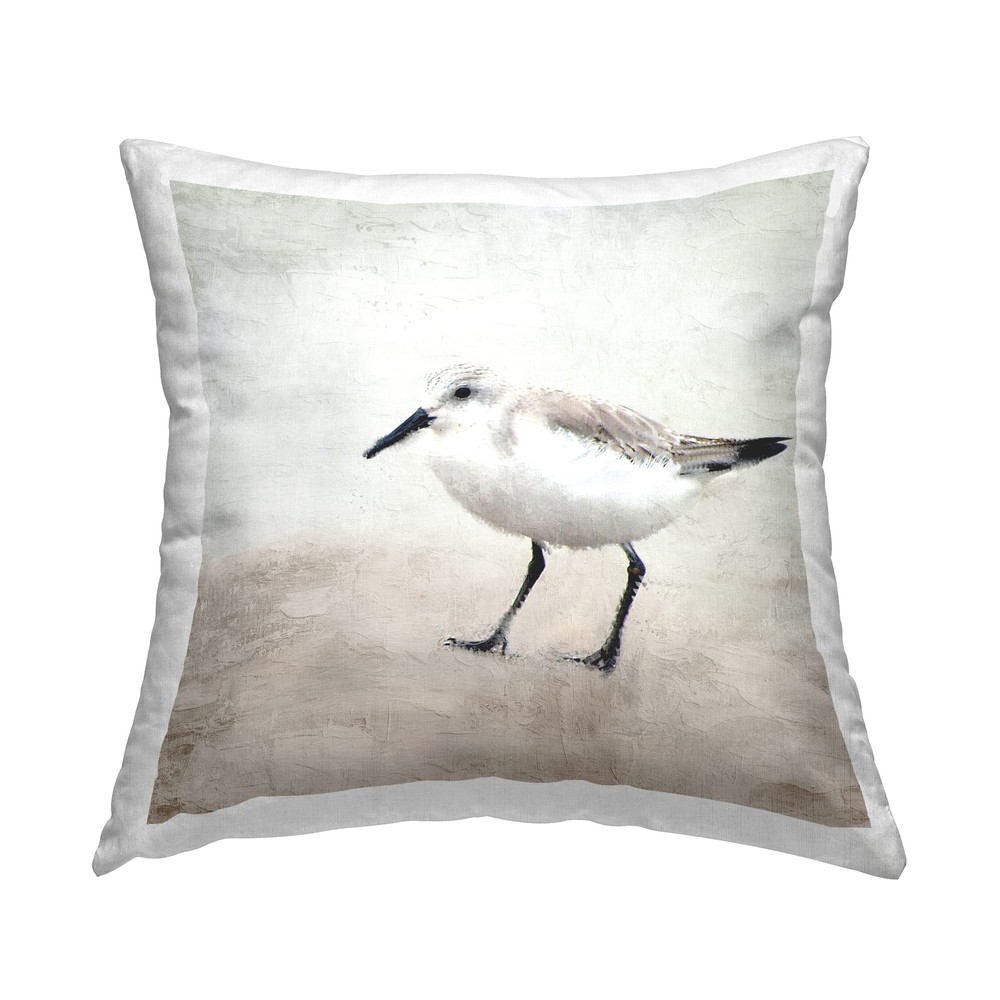 Small White Bird Nature Design Throw Pillow by Kim Allen 18x18