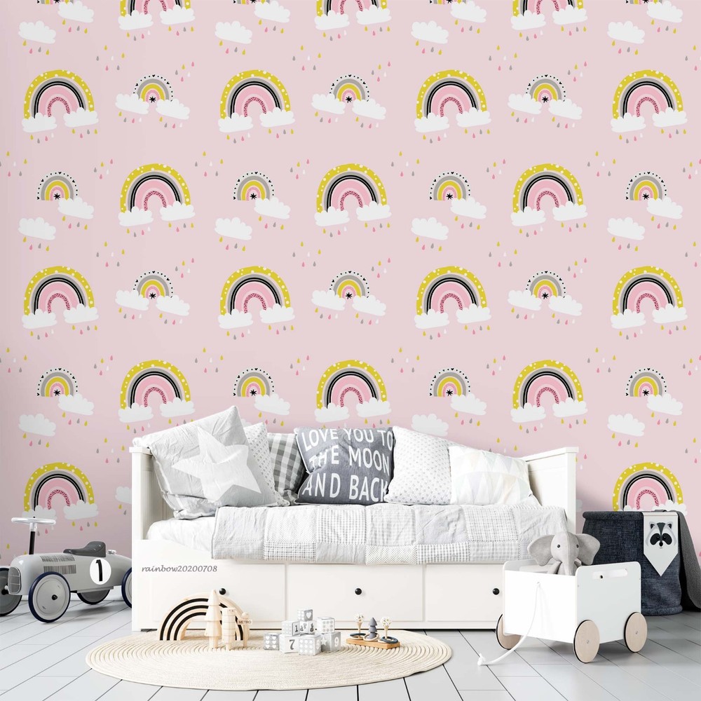 3D Rainbow Clouds Watercolor Pattern Wall Murals Wallpaper Murals Wall Sticker 3