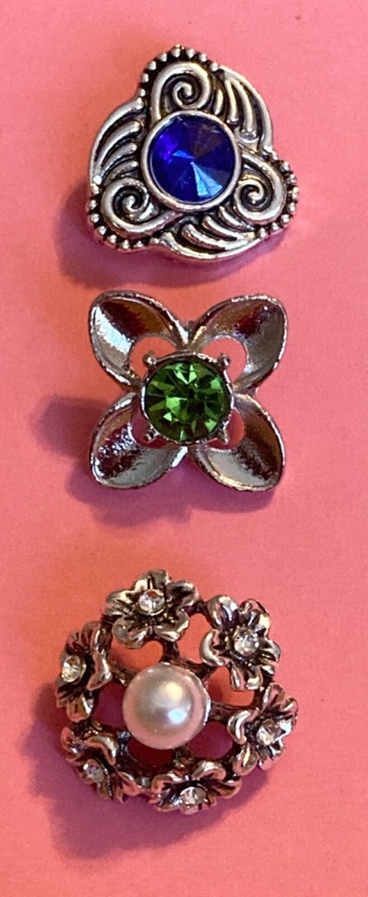 Lot of 3) Snap Button Charms Assorted for 18 mm