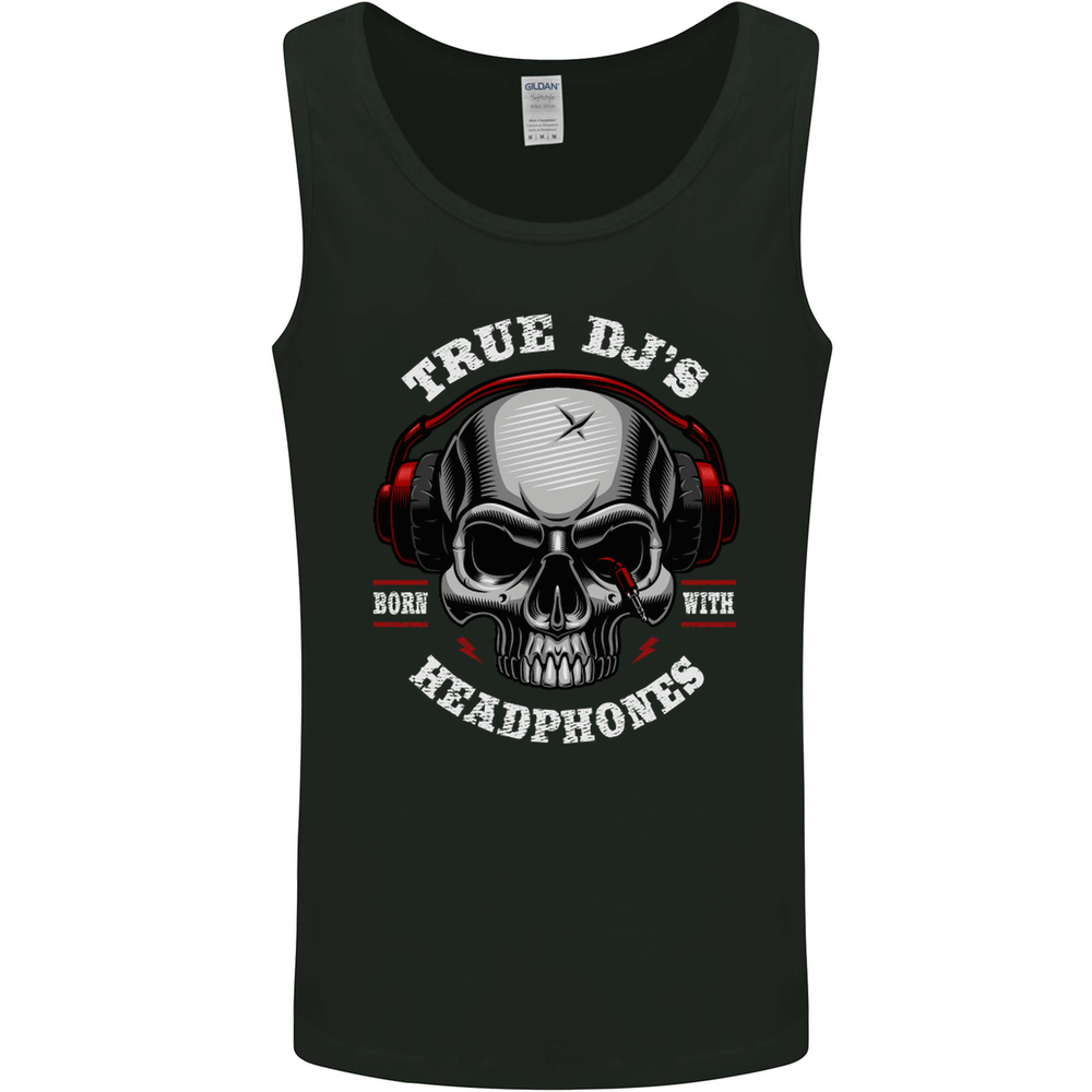 True DJs Are Born With Headphones DJing Mens Vest Tank Top