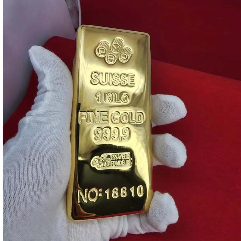 Simulated Swiss Bank Gold Bars 1000G Film Props Ornaments True Weight : 300g