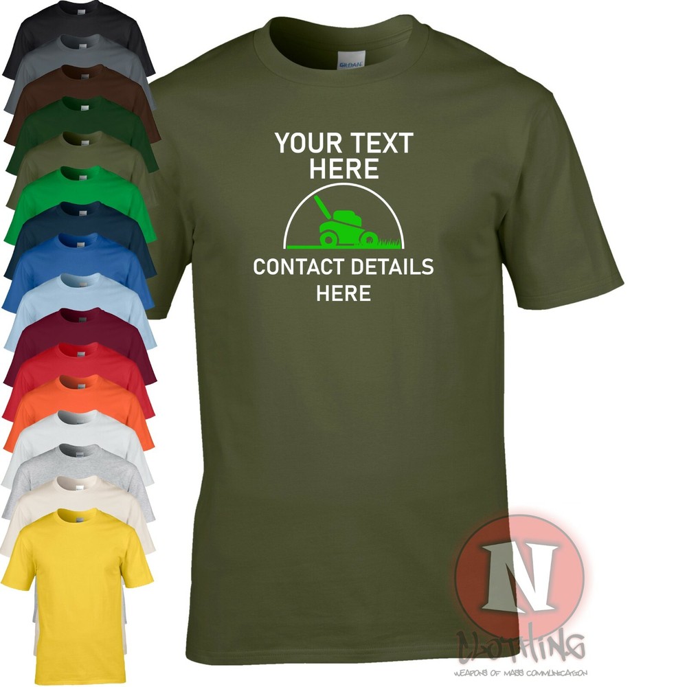 Lawn maintenance t-shirt personalised custom gardening landscape company tee