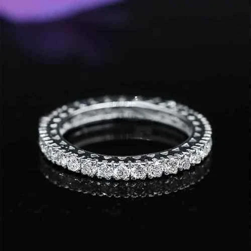 Eternity Wedding Band Ring 2.5Ct Lab Created Round Diamond 14k White Gold Finish