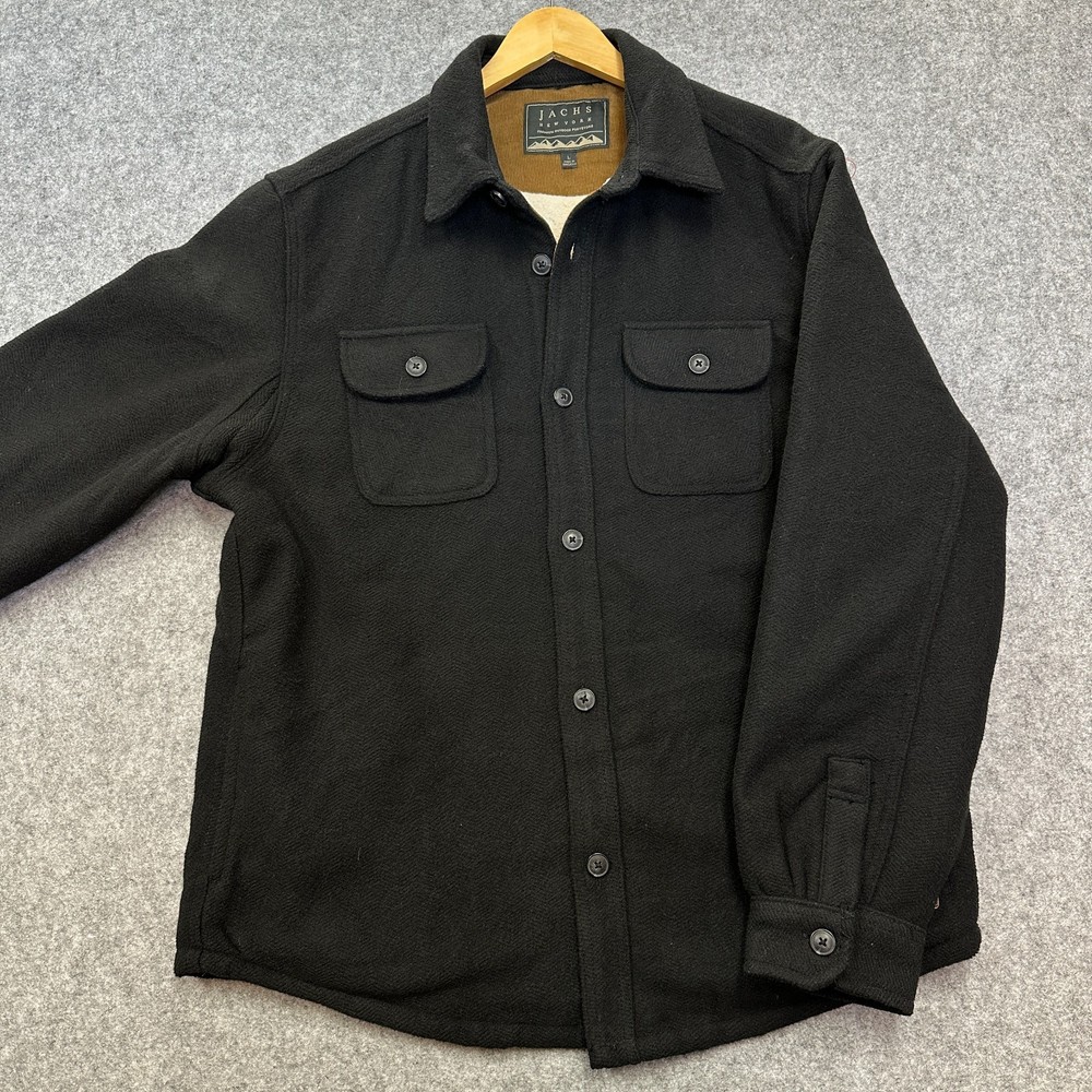 Jachs New York Shacket Mens L Black Wool Blend Sherpa Lined Outdoor