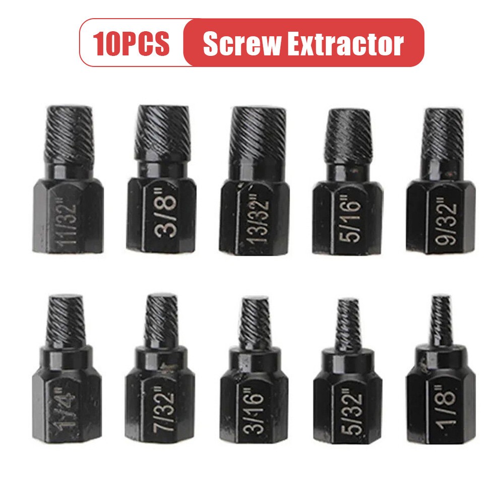 10Pcs Screw Extractor Kit for Damaged Bolts Easy Out Drill Bits