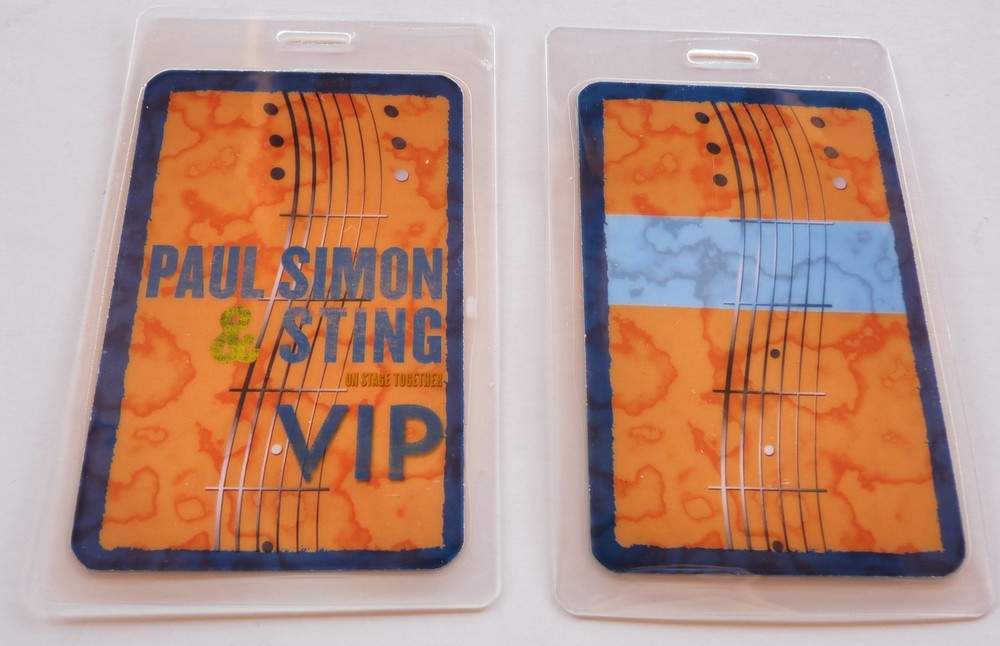 Paul Simon / Sting 2014 Tour Orange VIP Backstage Pass Laminate