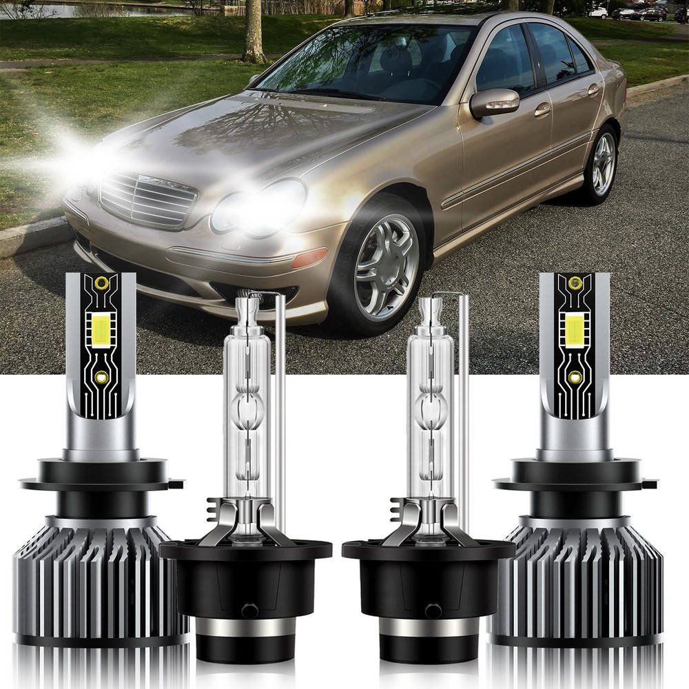For Mercedes-Benz C32 AMG 2002-2004 H7+D2S LED HID Headlight Bulbs High Low Beam