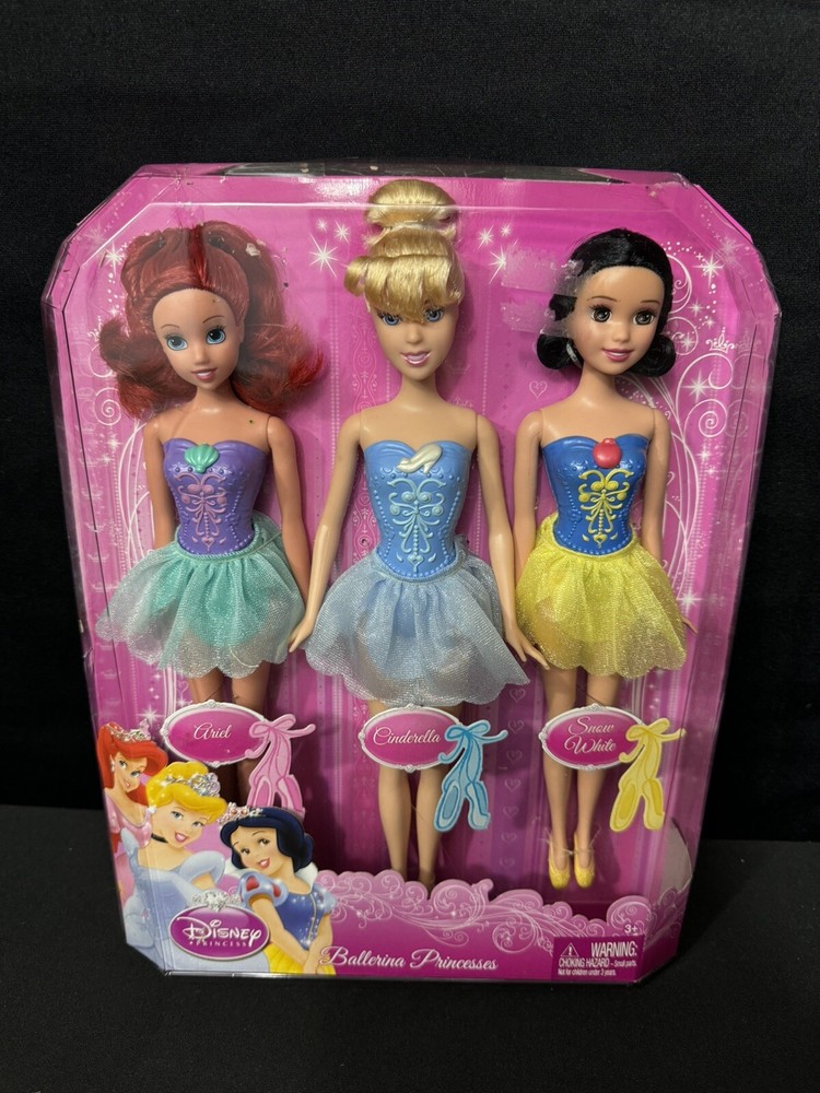NIB Disney Princess Mattel 2009 Ariel Cinderella Snow White Ballerina Barbies