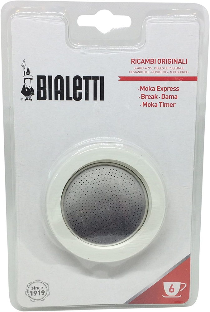 Bialetti Moka Express 6 Cup Replacement Filter and 3 Gaskets , White