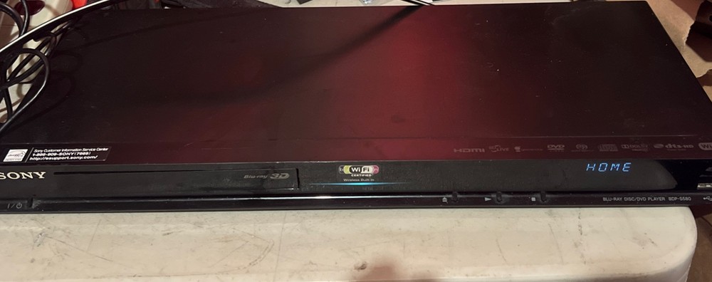 Sony BDP-S580 3D Blu-Ray Player Wi-Fi & RMT-B115A OEM No Remote