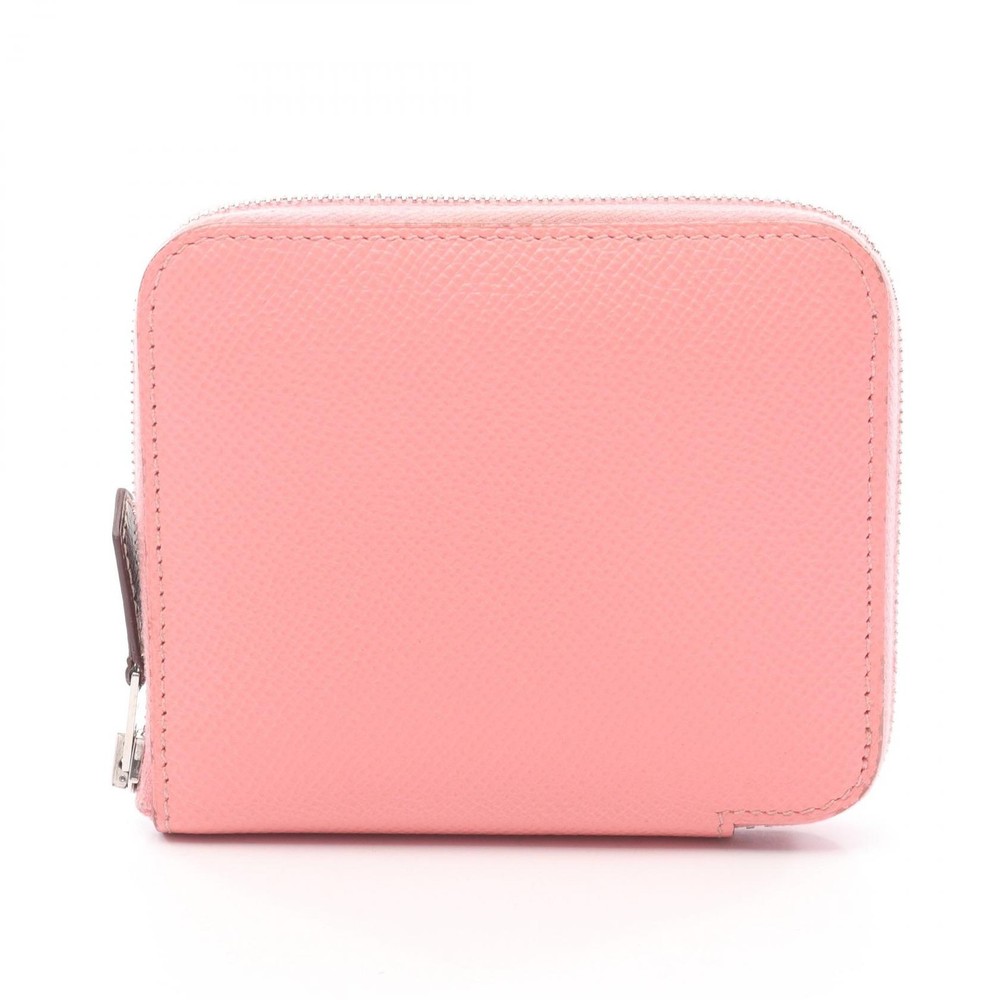 HERMES Azap Compact Silkin Round wallet Epsom leather Rose confetti Used SHW Y
