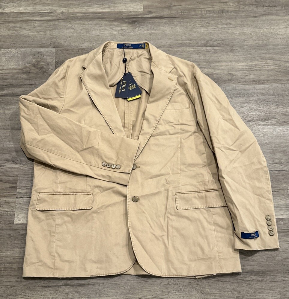 Polo Ralph Lauren Jacket Mens 46R Modern Stretch Chino Blazer Khaki Sportcoat