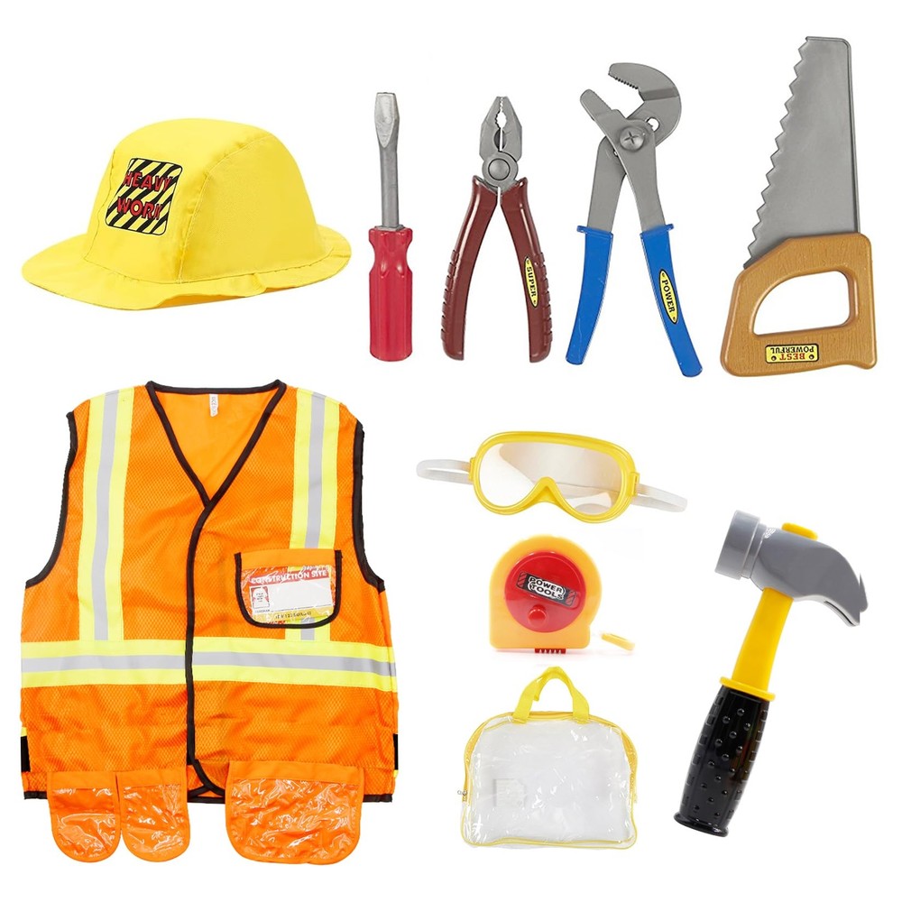 Kids Construction Worker Costume Dress Up Set for Role Play