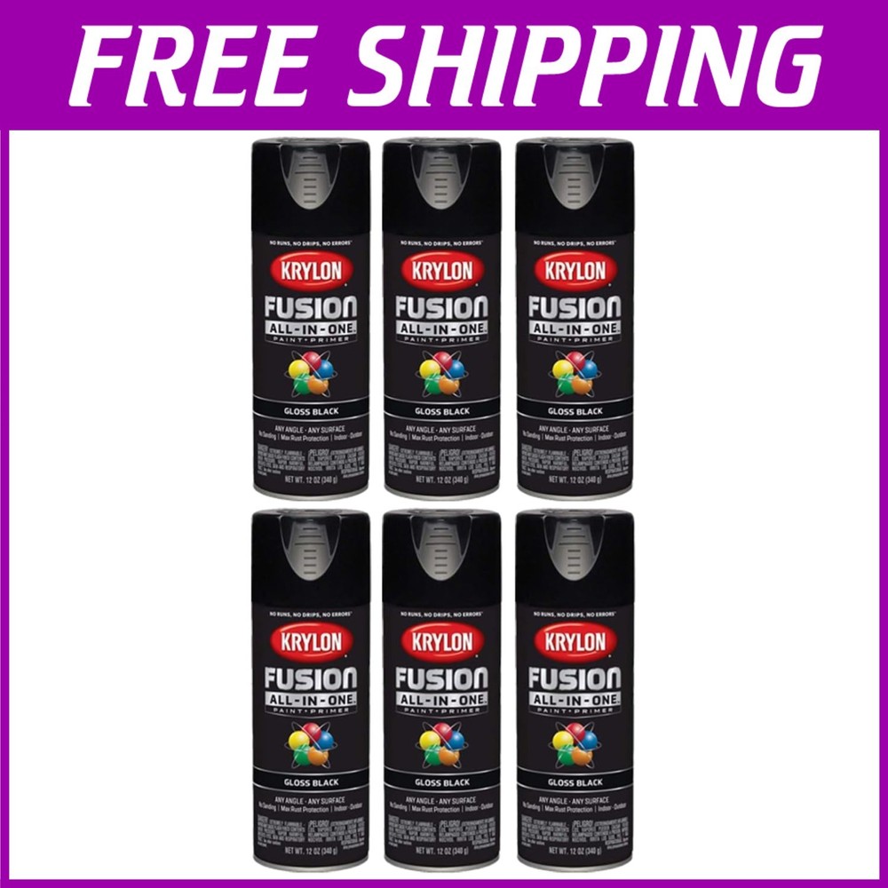 6-Pack Satin Finish Black Spray Paint, Rust Resistant