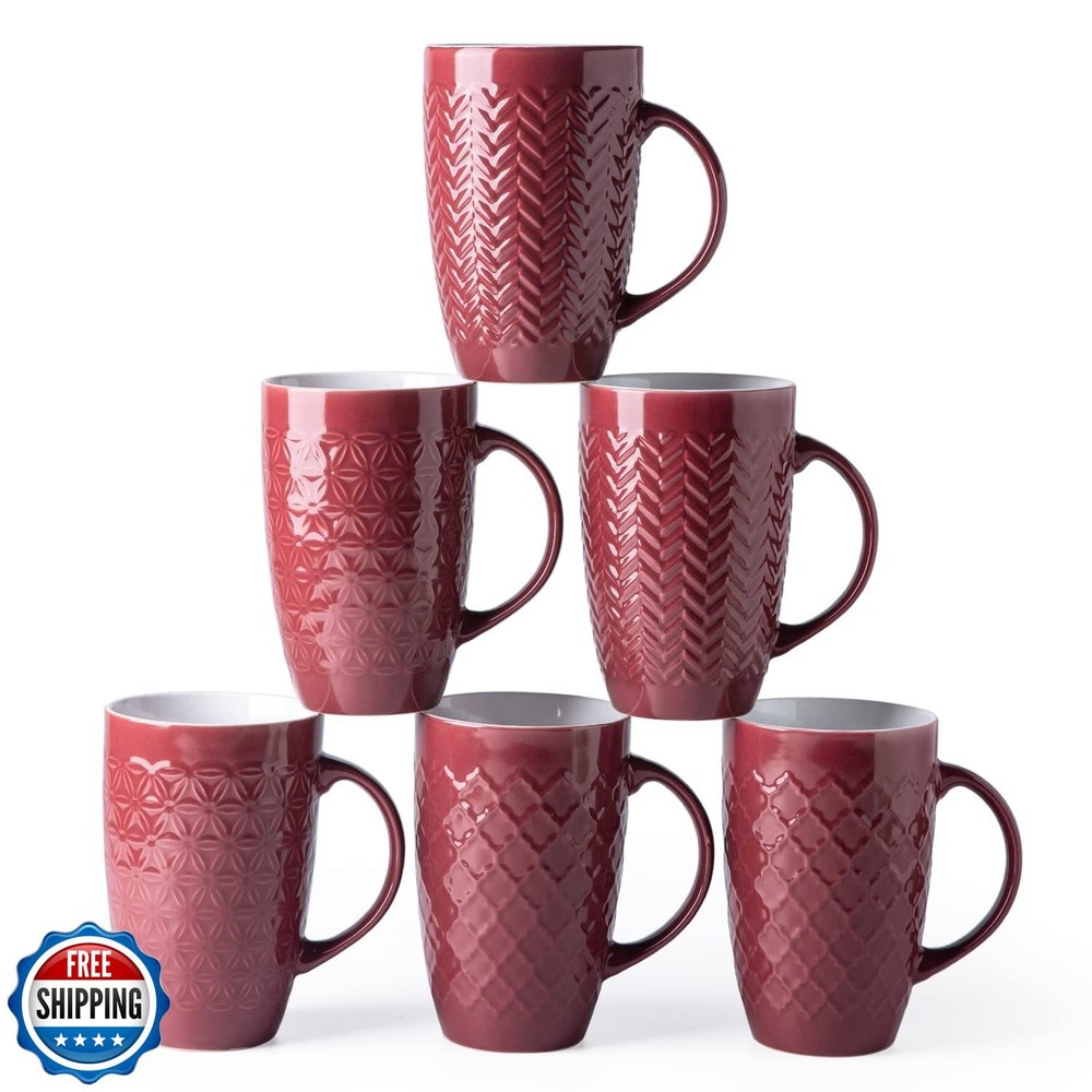 AmorArc Extra Large Coffee Mugs Set of 6, 20oz Ceramic Tall Coffee Mugs with