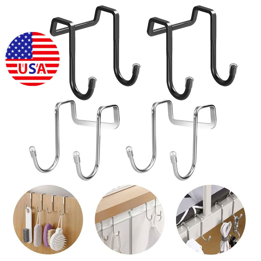 2Pcs Double S-Shaped Drawer Cabinet Door Hook Storage Rack Bracket Storage Rack